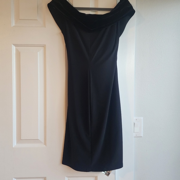 RALPH LAUREN @ VELVET Neck SLEEVELESS Knee BLACK EVENING DRESS - Picture 4 of 5